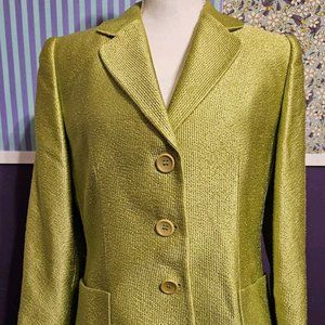Armani Collezioni Shimmery Lime Green Wool/Silk Jacket Blazer Size 10